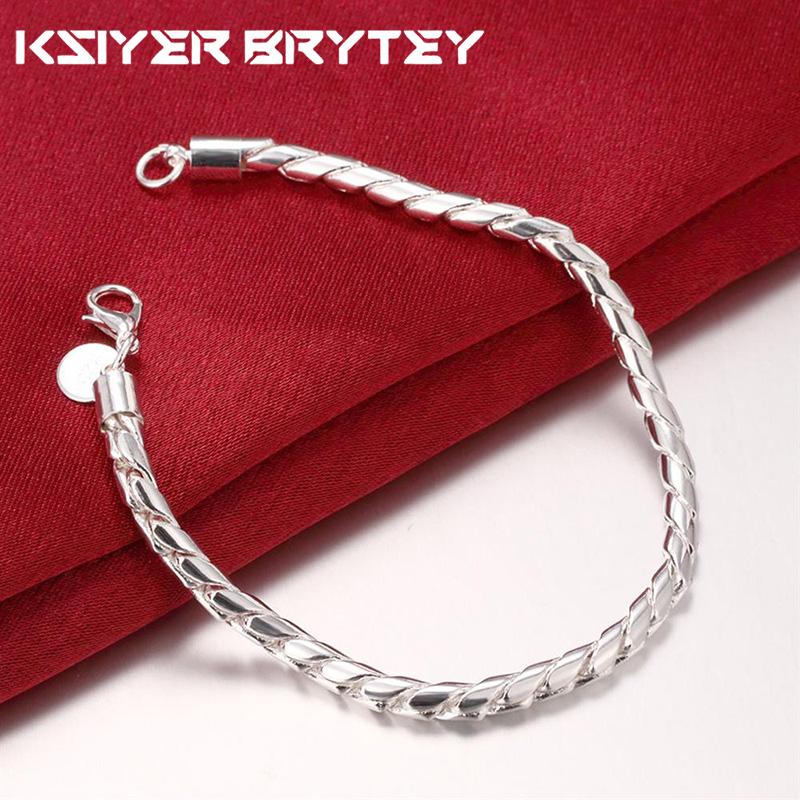 

925 стерлинговое серебро толстая скрученная веревка цепочка браслеты для женщин мода вечеринка свадебные аксессуары ювелирные изделия рождественские подарки