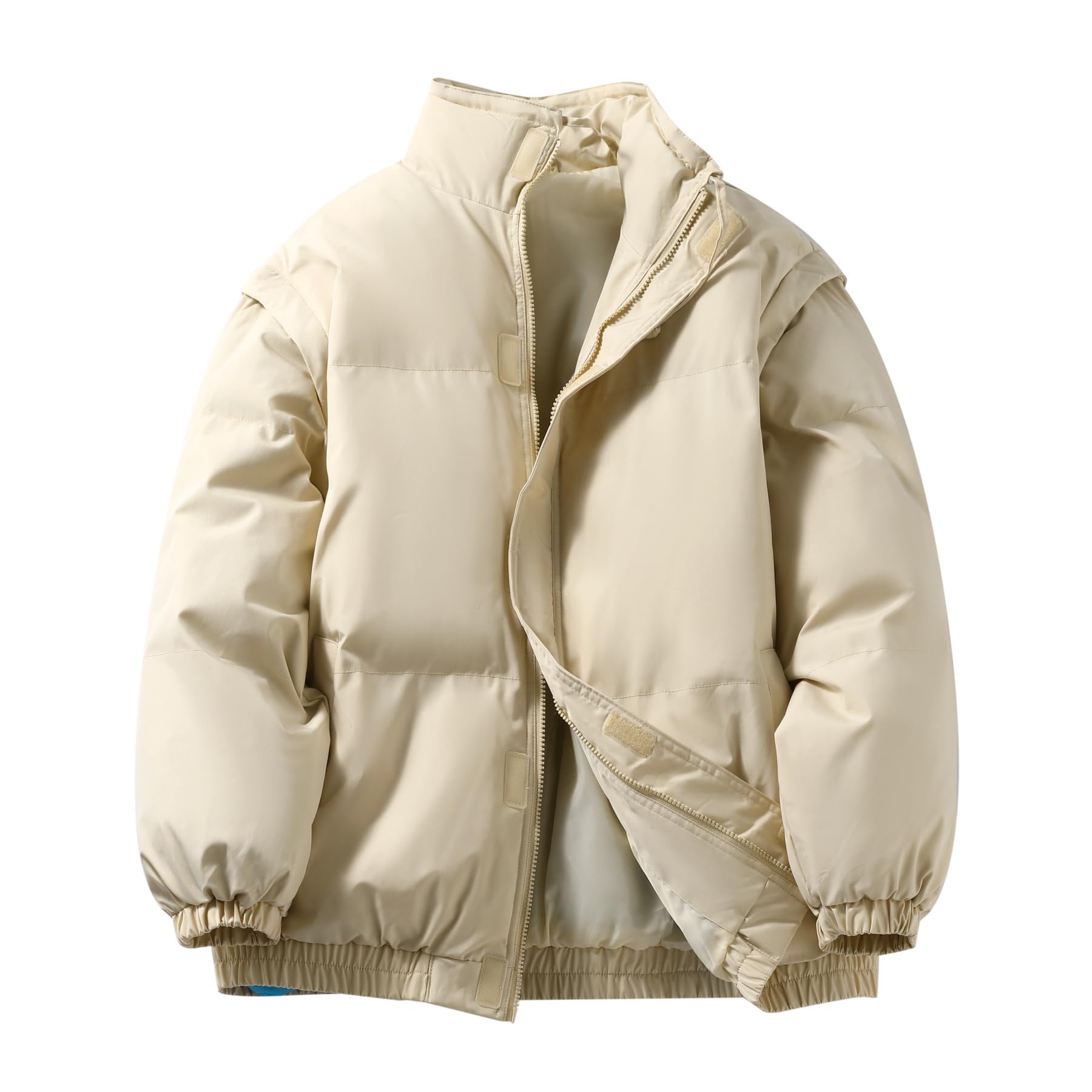 CEEN Padded Winter Solid Stand Thick Detachable Cold Weather and Perfect for and Outdoor Activities Men s Jacket, Color, Collar, Outerwear, Sleeves, бежевый