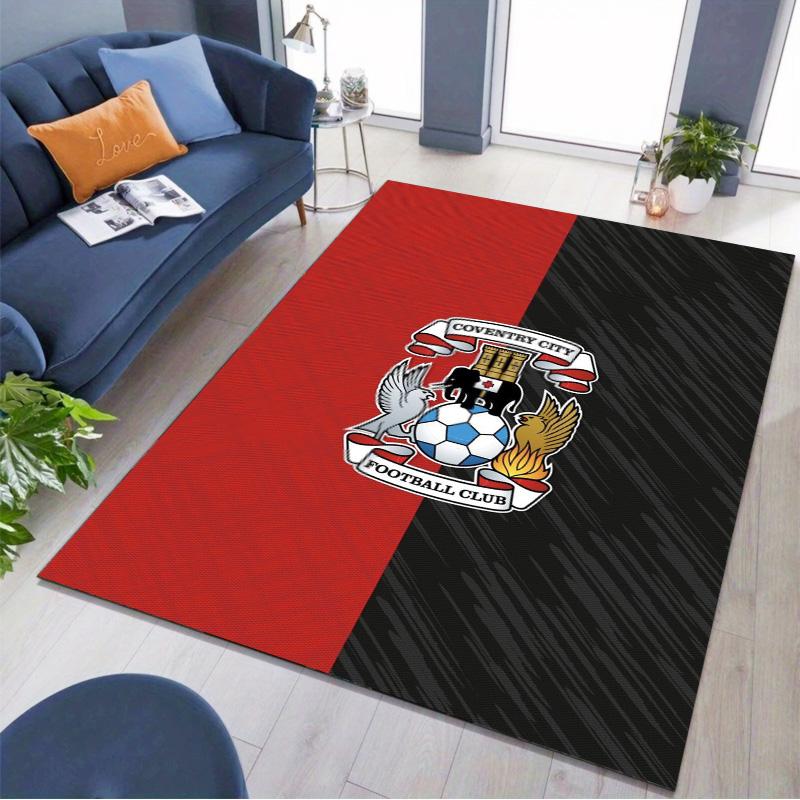 Coventry City Football Club Crest Print Area Rug Non‑Slip Rectangular Floor Mat Soccer Fan Decor Rug for Bedroom Living Room