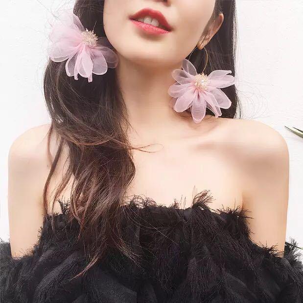 

Атмосферные сетчатые серьги-феи с цветами и кристаллами - Корейские кружевные серьги-крючки для женщин