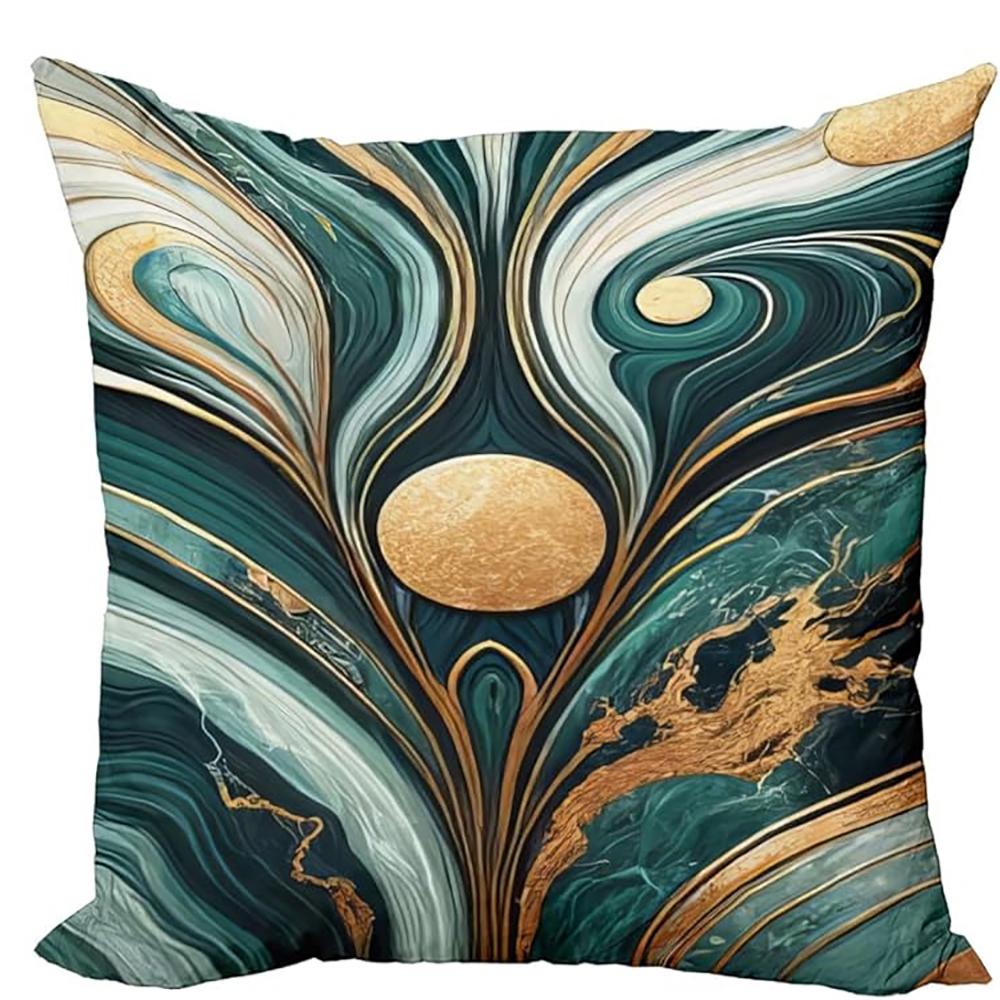 Green And Gold Pattern Luxury Abstract Art Pillowcase Bedroom Sofa Decorative Cushion Cover With Zipper