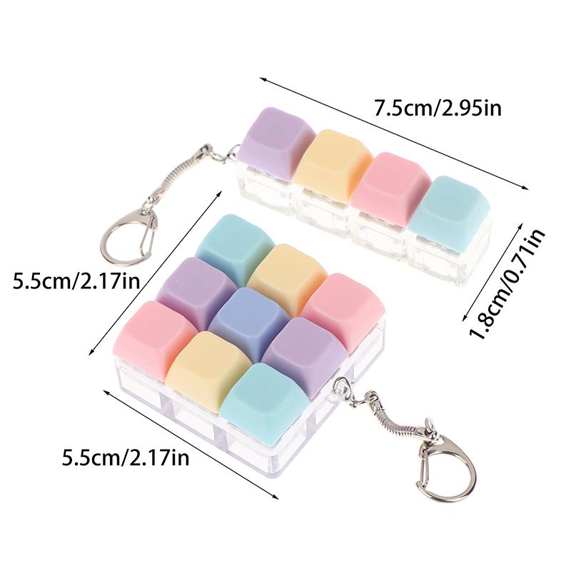 Macaron Color Keyboard Key Toy Diy Button Keycap Sensory Keychain Decompression Toys Mechanical 4Key Toy For Adult Gifts