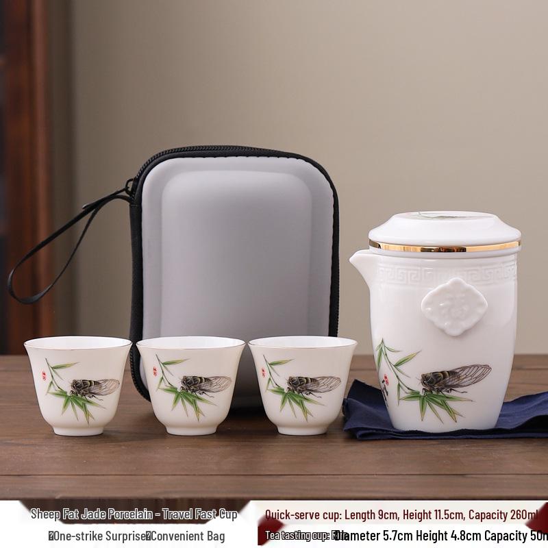 Panda-Themed Jade Tea Set 2024: Cultural Sichuan Travel Set - Perfect for Home, Outdoor Use & Gifts