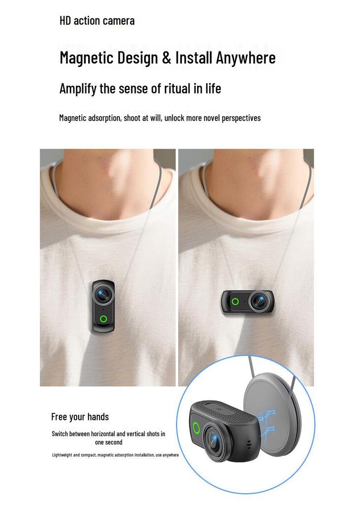 LK018 WiFi Outdoor Sports Mini Thumb Camera with Magnetic Back Clip – Handheld Vlog Camera