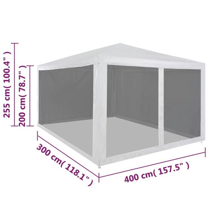 VidaXL Tente de réception avec 4 parois en maille 4 x 3 m