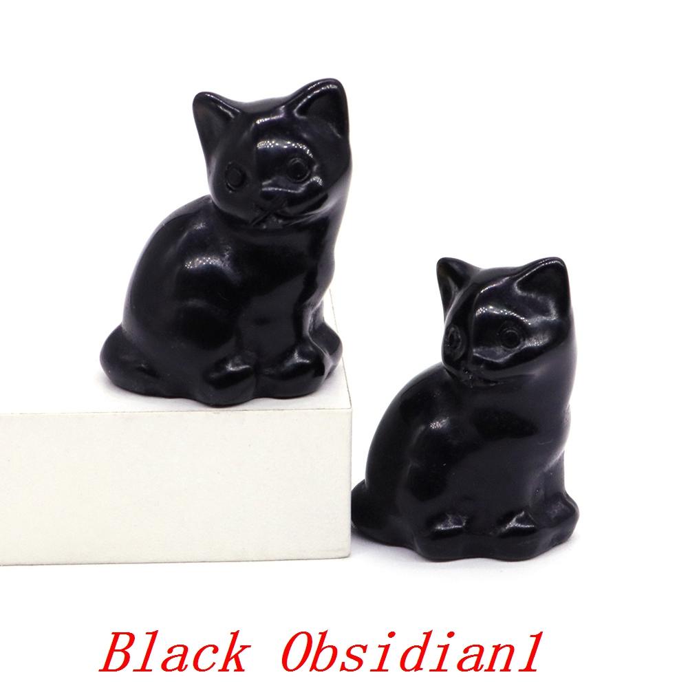Amethyst Rose Quartz Cute Cat Statue Natural Stone Carved Healing Crystal Animal Figurine Reiki Gemstone Craft Home Decor Gift