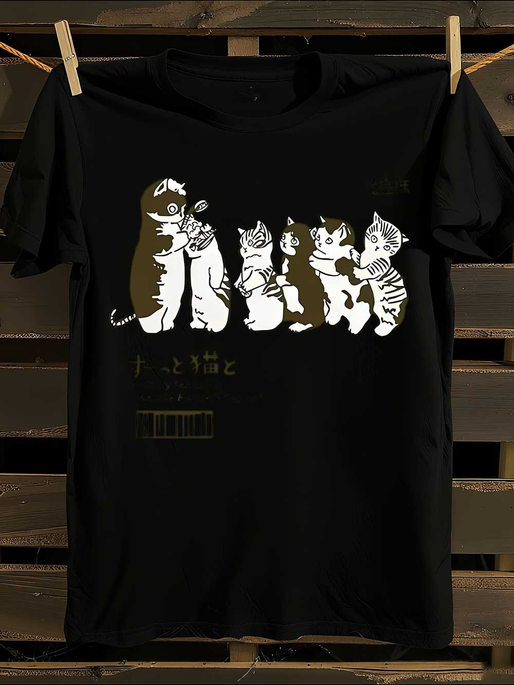 Oversized Harajuku Shower Cat Print T-Shirt XXXL