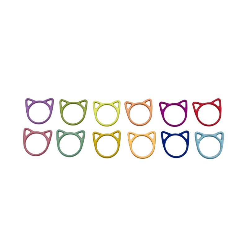 12 Colors Cat Design Shaped Crochet Knitting Sewing Marker Knitting Accessories Stitch Marker Rings for Weaving Yarn (Multicolor,20mm) разноцветный
