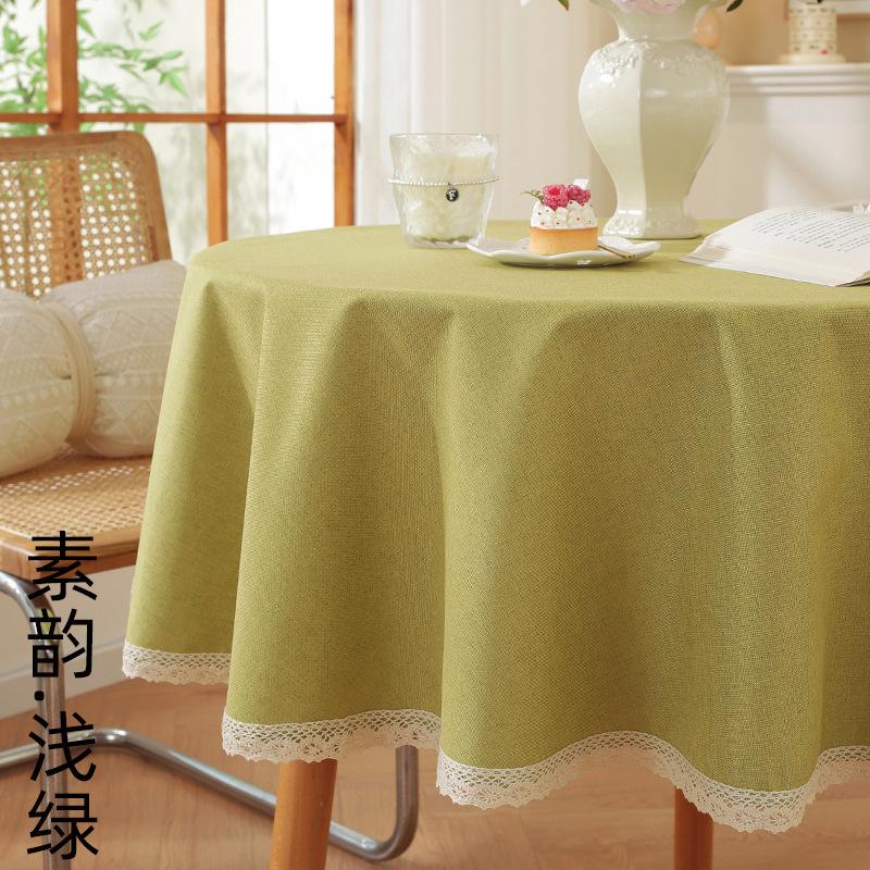

Waterproof And Oil-Proof Tablecloth Round Fresh Solid Color Household Tablecloth Retail Heat Insulation And Anti-Scalding Leave-In round 90cm