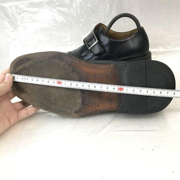 90s? Made In Italy Hawkins All Leather Heavy Leather Monk Strap U Tip Shoes Size 39 24.5 Black Dress Shoes(USED)