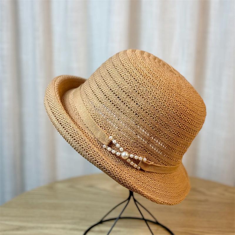 Chic Pearl Summer Hat For Women Lightweight Breathable Bucket Hat For Outdoor Activities
