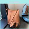Eimer-Tasche im Vintage-Stil für Damen mit trendigen Fransen und lässigem Design in Schwarz, Grau, Braun, Rosa und Weiß