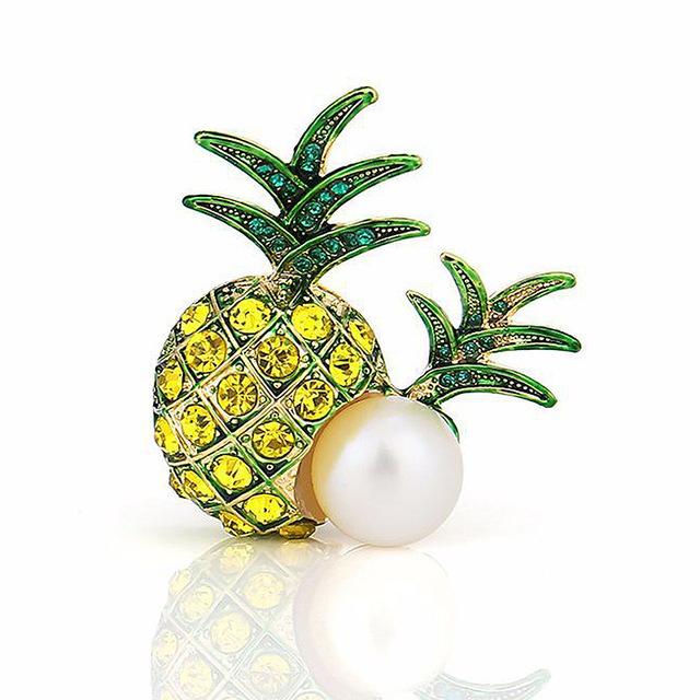 Pearl Crystal Pineapple Brooch Pins Women 'S Clothing Accessories Brooches Collar Pins Women 'S Jewelry