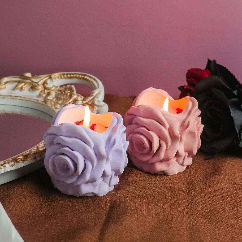Silicone Mold Making Elegant Rose Candle Holders Moulds Home Ornament Moulds Silicone Texture for Weddings and Events