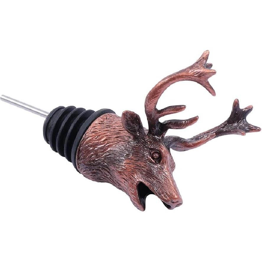 Happyyami 1pc Elk Head Wine Pourer Decorative Bottle Stopper Retro Zinc Alloy Spout for Smooth Pouring Premium Quality Wine Accessory for Bartenders
