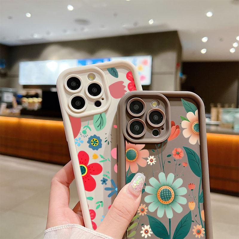 Wrist Chain Lanyard Phone Case for iPhone 11 12 13 14 15 16 Pro MAX XS Max XR 7 8 16 Plus Cute Flower Hand Strap Soft TPU Cover