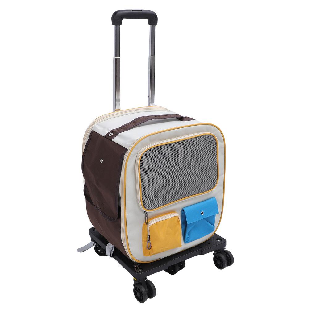 Pet Carrier Backpack with Wheels 2 in 1 Breathable Window Large Capacity Portable Rolling Cat Dog Carrier Bag for Travel