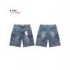 Mens Distressed Denim Shorts With Star Rhinestone Embellishment Utility Pocket Design Slim Fit Cotton Short Pants Streetwear