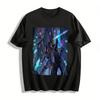 Cyberpunk Style Trio Graphic T-shirt Futuristic Urban Tech Loose Breathable Daily Top Pure Cotton T-shirt
