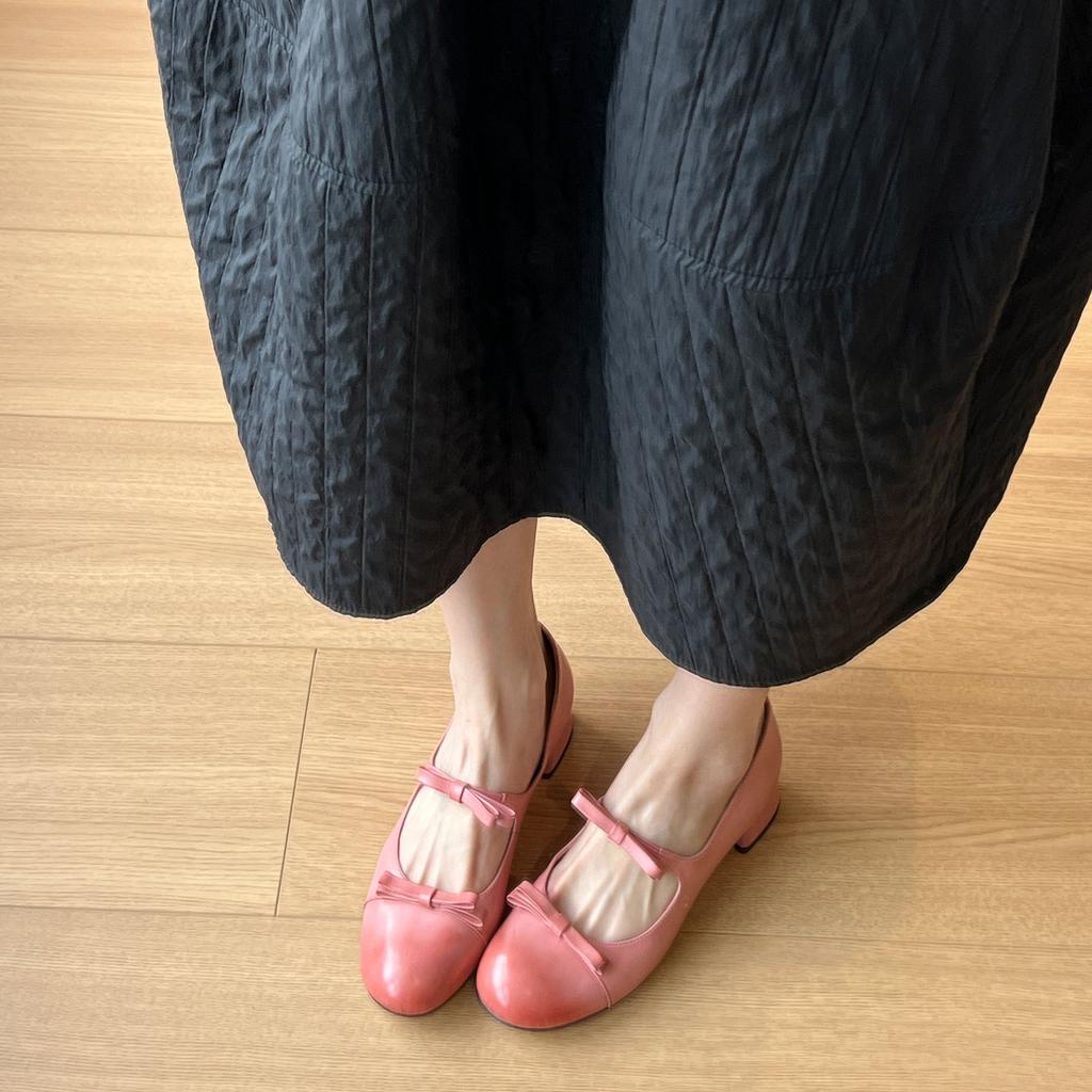 Sheepskin Temperament Double Bow Polished High Heels Retro Light Mouth Versatile Leather Shoes Mary Jane Shoes Women's Single Shoes