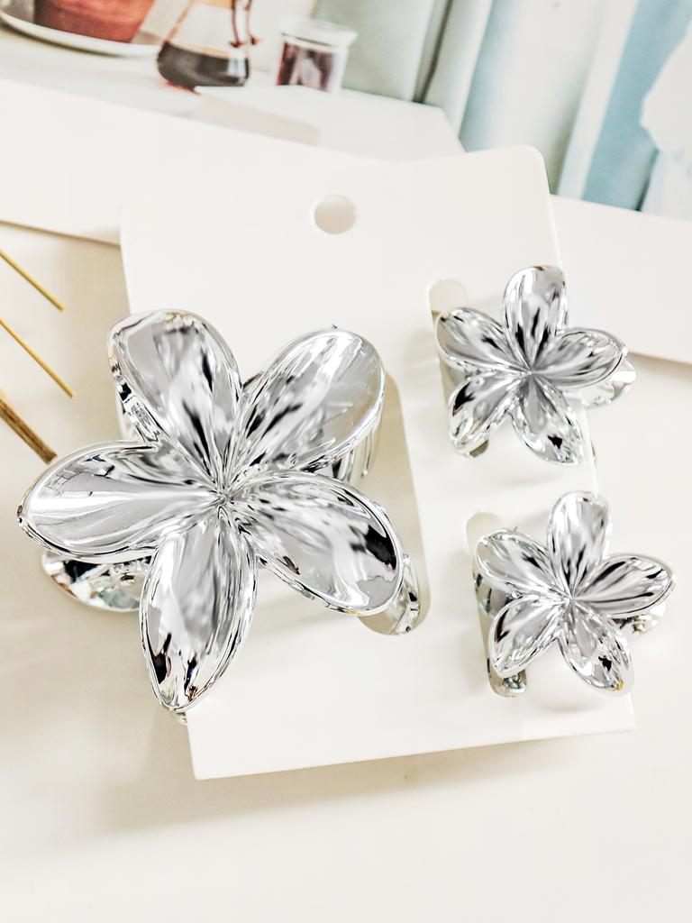 3 Pcs Hawaiian Hair Claw Clip for Women,Flower Marble Vein Hairpin Barrette Summer Vacation Beach Cute Fashion Hair Accessories