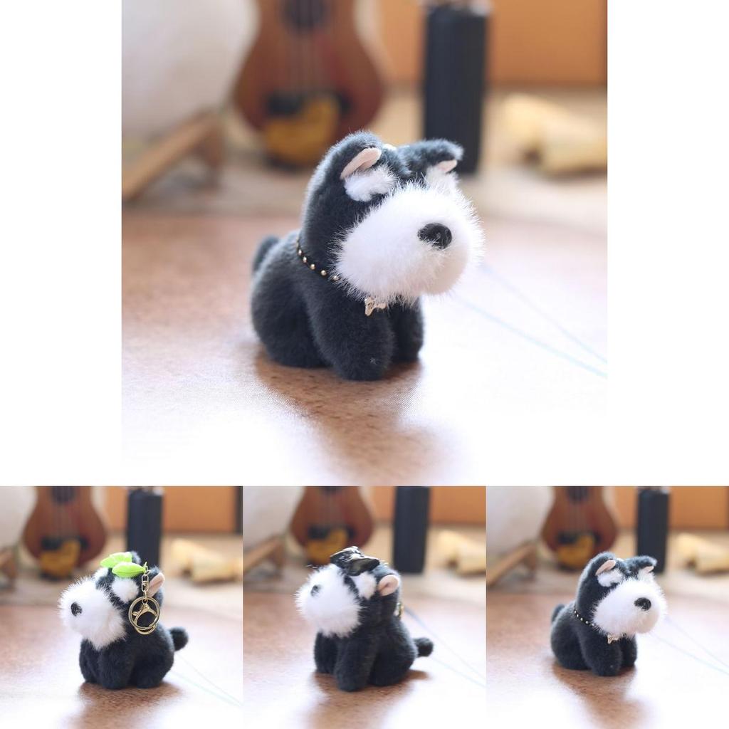 Schnauzer Plush Doll Keychain Super Soft Short Fur Stuffed Animal Gift For Collectors