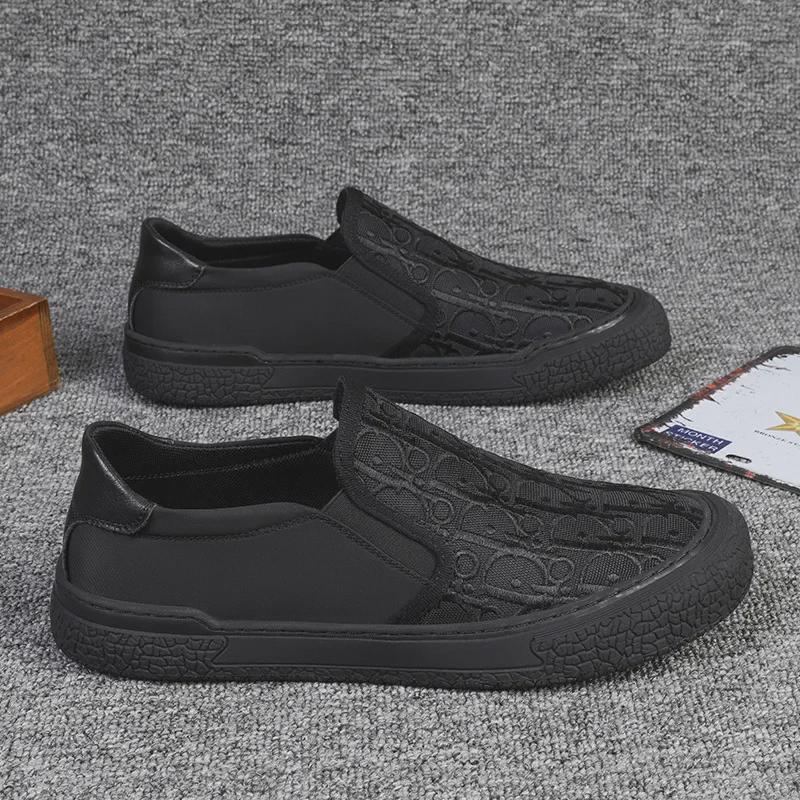 Men's 2025 Summer Breathable Canvas Slip-Ons - Casual, Lightweight Old Beijing Style Driving Shoes