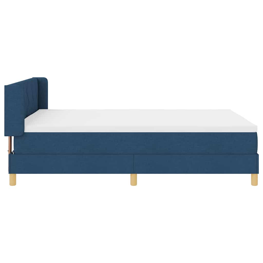 Box Spring Bed with Headboard Blue 190 X 140 Cm Fabric