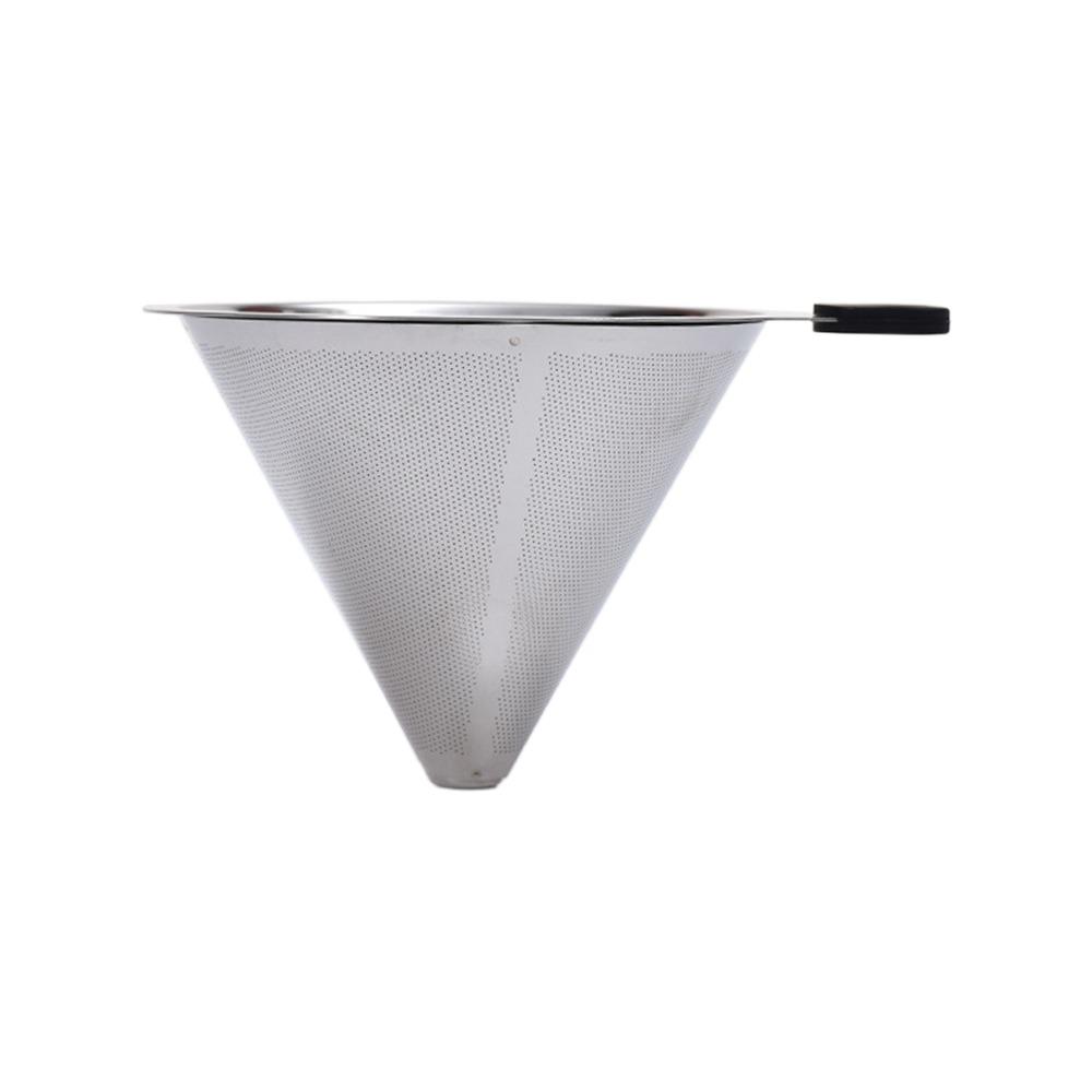 Stainless Steel Coffee Filter Drip Type Silver Pour Over Cone Dripper Fine Mesh No Filter Paper Required Mesh Coffee Filter