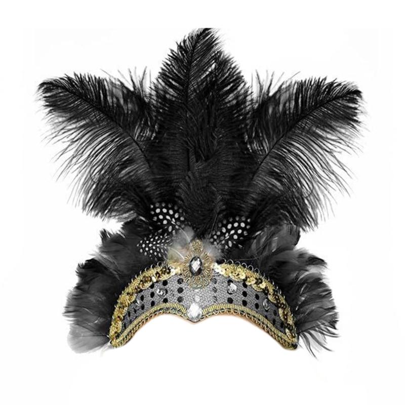 Ostrich Headdress Halloween Headwear Fascinator Decorative Headbands Unique for Women Party Costume