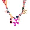 Dopamine Color Silk Scarf Bowknot Pendant Necklace for Women - Light Luxury Fashion, Pink Puppy Design