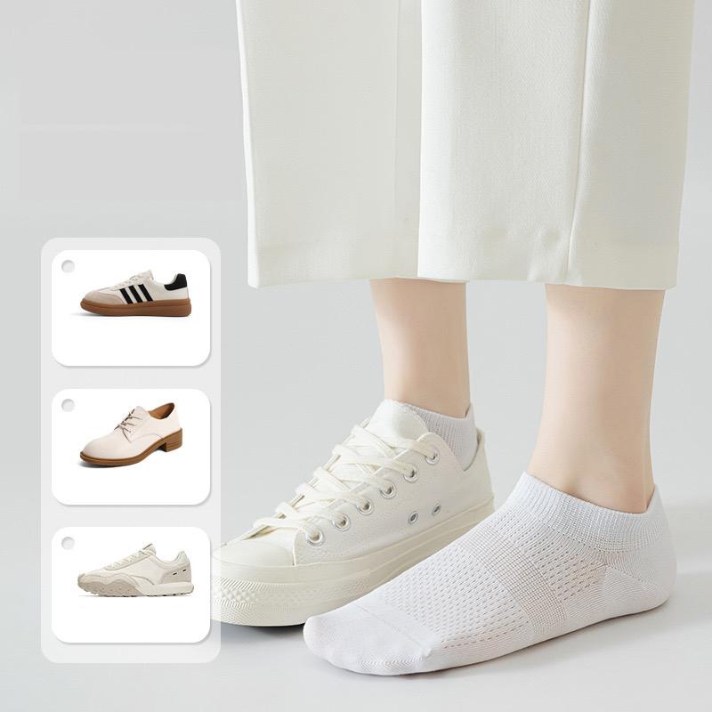 10 Pairs Women's Socks Spring Summer Ins Thin Non-slip Mesh Sweat-absorbing Breathable Boneless Short Bottom Boat Socks Cotton