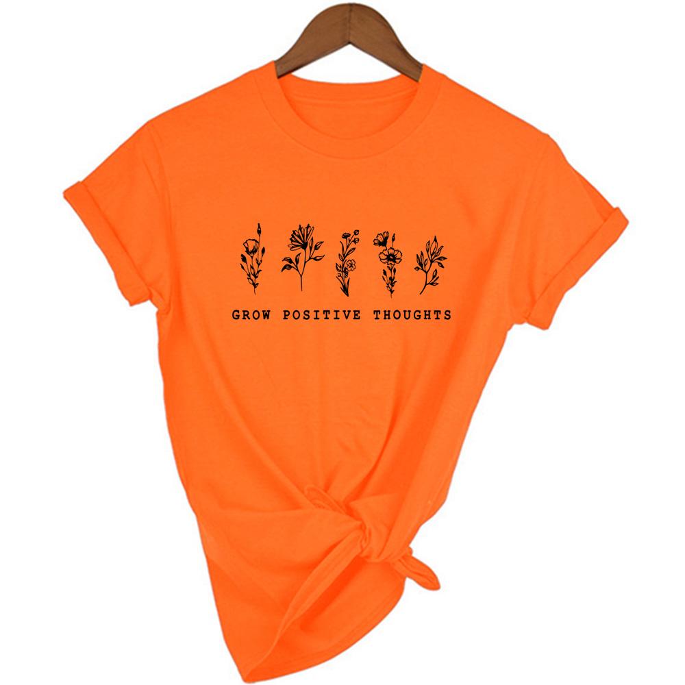 Grow Positive Thoughts T Shirt Summer Flowers Clothing Bees Lover Gift Tee Aesthetic Save Plants Flower