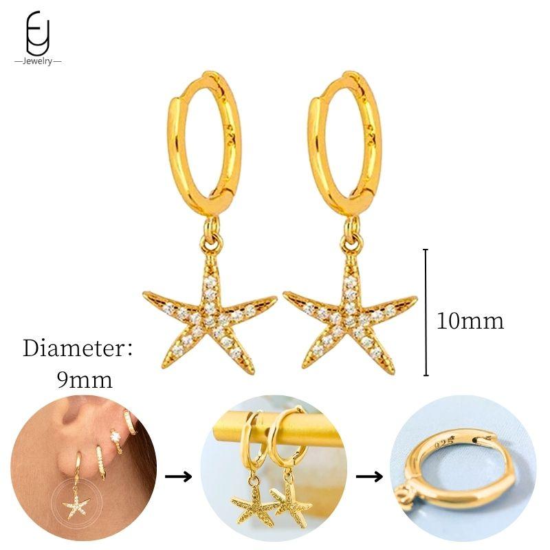 925 Sterling Silver Needle Vintage Heart/Shell Pendant Earrings Round/Square Plate Hoop Earrings for Women Party Fashion Jewelry