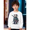 European Sizes Kids' Fashion Round-neck Pullover, Long-sleeved Top for , Panda Print, Suitable for Daily Casual Wear and Outdoor Activities