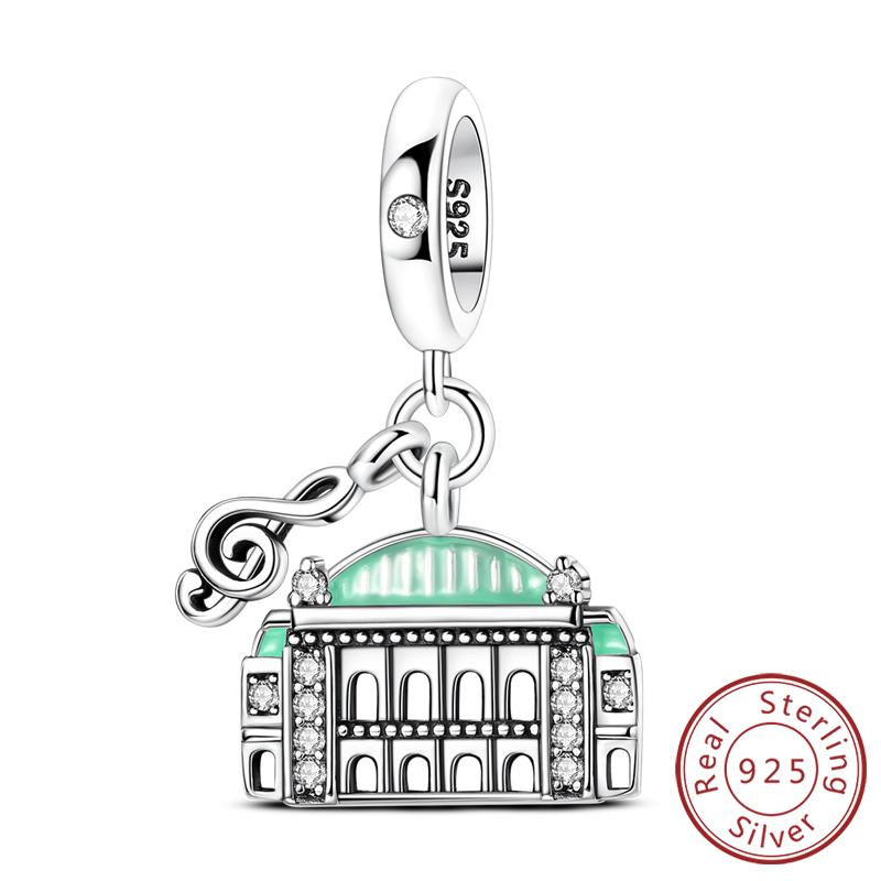 Original Copper Charms Beads Paris Eiffel Castle Church Pendant Fit Bracelet Bangle Pendant Women Diy Jewelry Gift