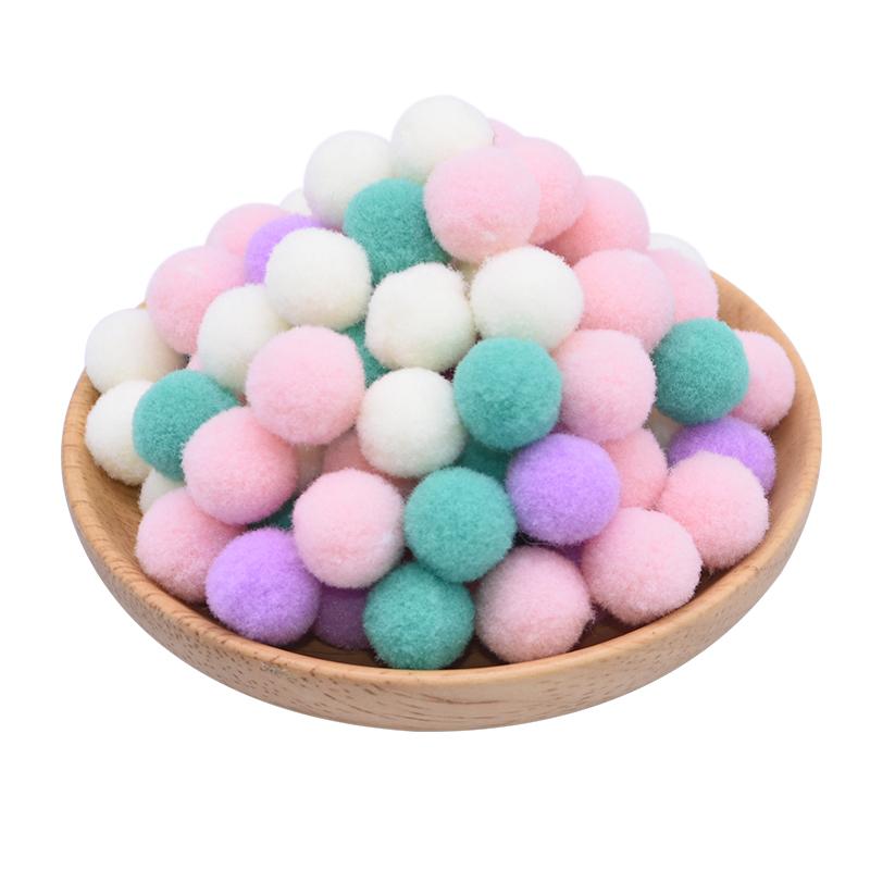 100Pcs 15-25mm Colorful Pompoms DIY Dolls Garment Handmade Material Soft Fluffy Pom Poms Ball For DIY Kids Toys Accessories