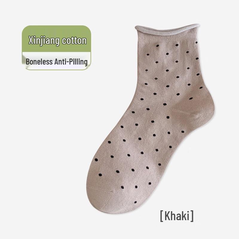 

Yishan Yisi Women s Pure Cotton Rolled-Edge Mid-Calf Socks