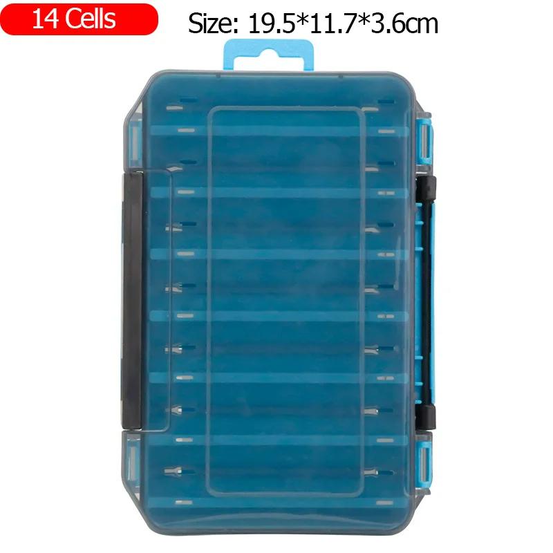 Fishing Tackle Box 12 14 Compartments Fishing Accessories Lure Hook Storage Case Double-Sided PP Fishing Tool Organizer Boxes