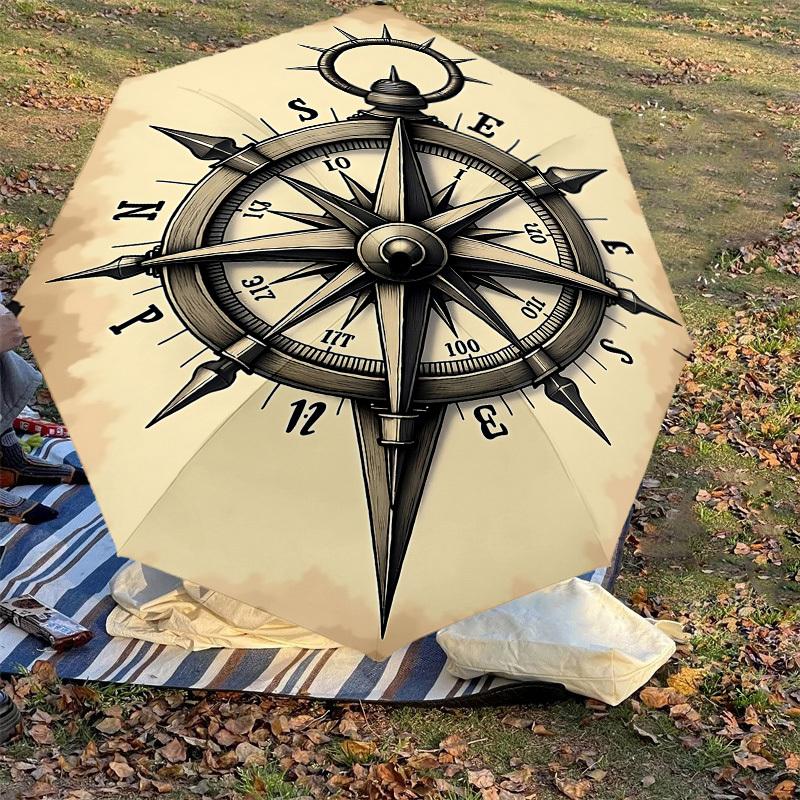 1PC Compass NauticalAutomatic Open/Close Umbrella with Windproof, 8-Rib Sturdy Canopy, Durable Ribs, Fashionable Design1279A