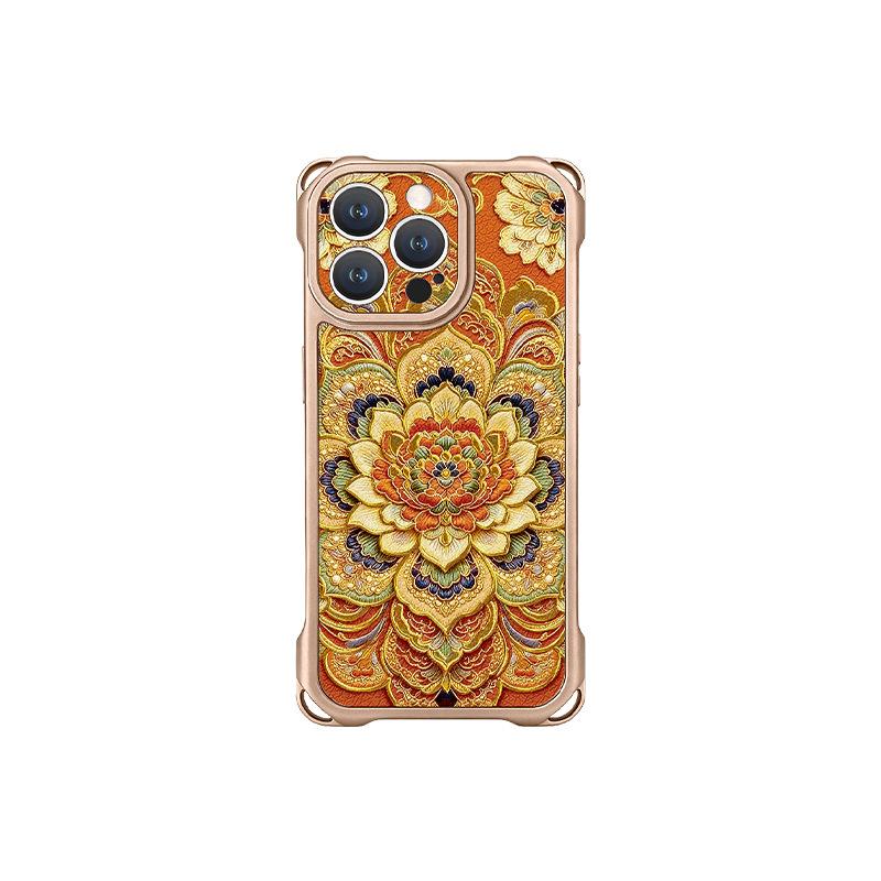 Applicable to Apple 11promax mobile phone case iphone11 four-corner lanyard 11 gilt lotus 11 Guochao 11 silicone