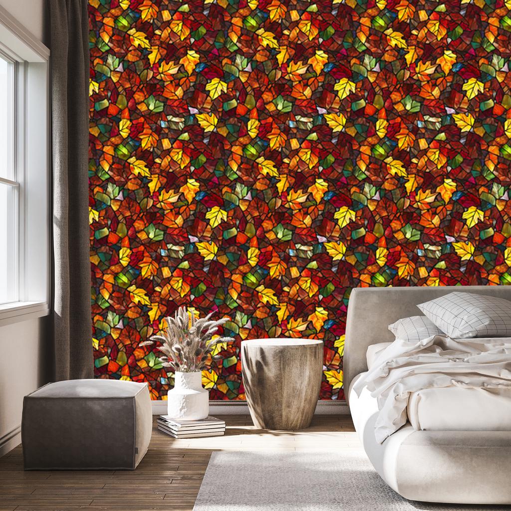 Burgundy and rust stained glass wallpaper for living room and bedroom 50x1000