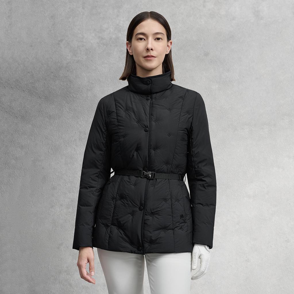 Fila Golf Series Fashion Simple Solid Color Waist-Defined Casual Sports Golf Versatile Lightweight Down Jacket Women Outerwear A11W545901FBK