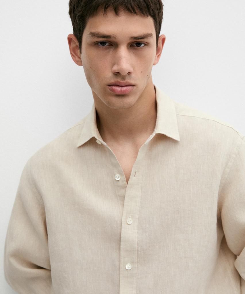 Masimodutti Regular Fit Washed 100% Linen Shirt