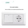 Curved White European Standard Socket Panel with Double USB & Type C, German Switch, Concealed Installation