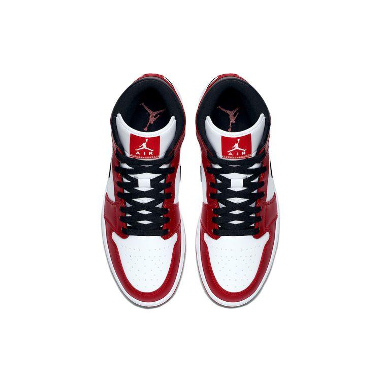 Air Jordan 1 Mid Chicago Herren Sneaker Weiß Gym-Rot Schwarz 554724-173