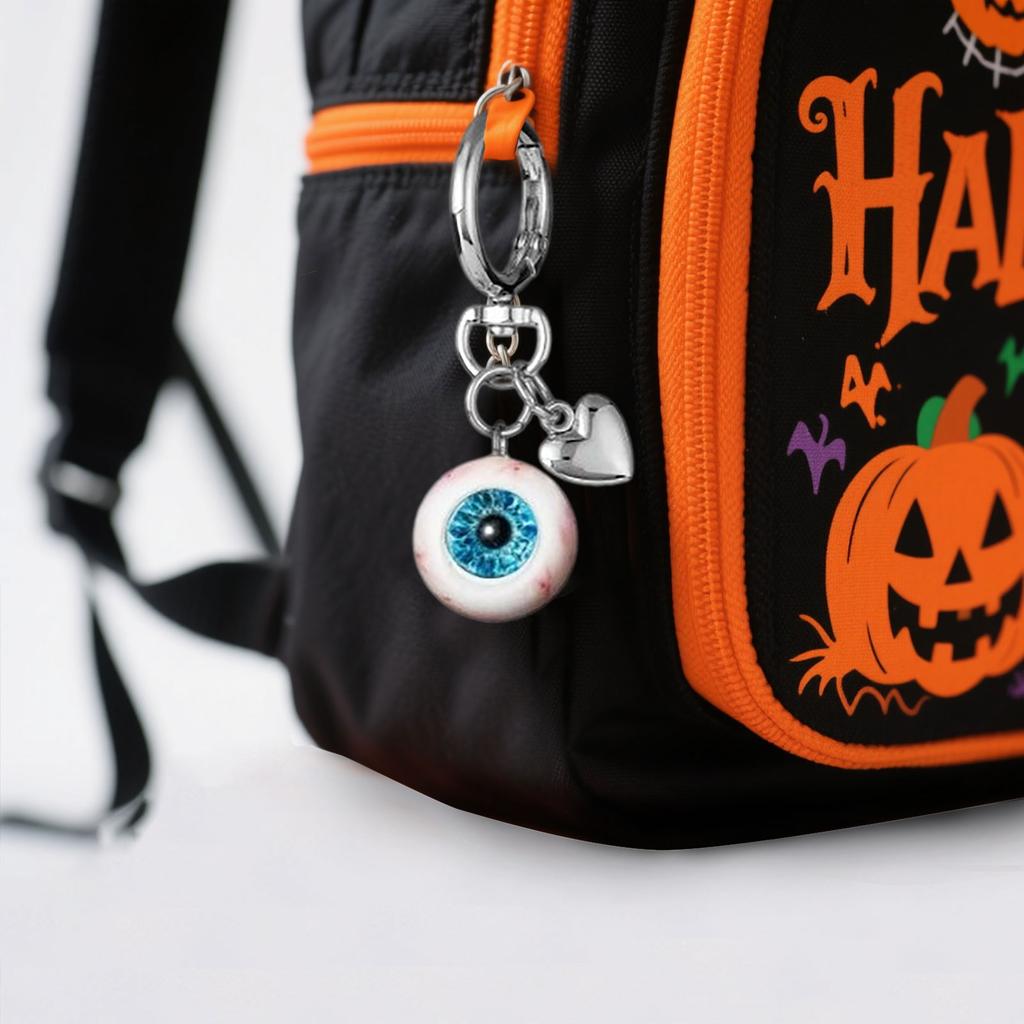 Goth Keychain Horror Eyeball Bag Halloween Accessories Gothic Heart Keychain Key Ring Funny Decor Cool Purse For Men Women