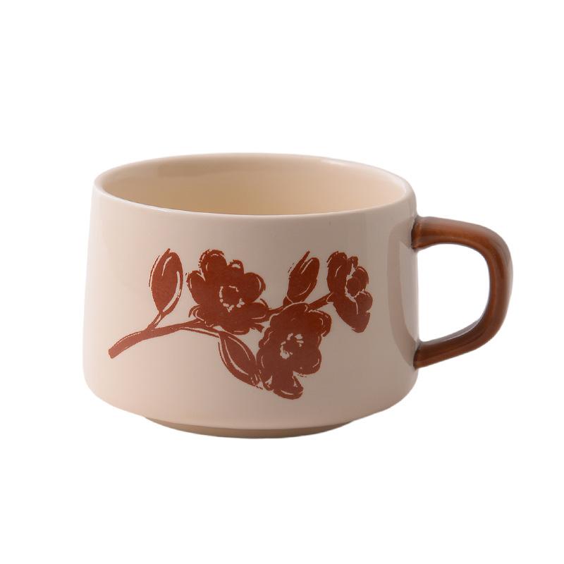 Kaffeetassen- und Untertassenset, Keramiktasse, Haushalt Retro Trinkbecher, Hochwertiges Paar, Hochwertige Frühstückstasse