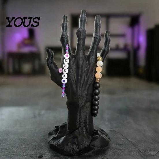 Gothic Hand Ring Holder 3D Printed Skeleton Jewelry Display Stand for Rings Earrings, Organizer Unique Earring Storage Tray Bracelet Watch, Halloween