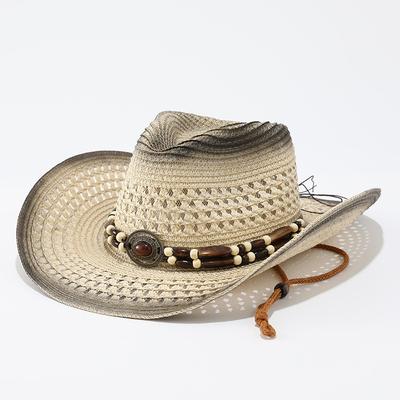 Accessories Western Denim Straw Hat Summer Outdoor Hollow Breathable Sun Hat European and American Retro Fashion Jazz Hat